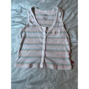 Dickies size medium crop top. Y2K. white with colored stripes ￼